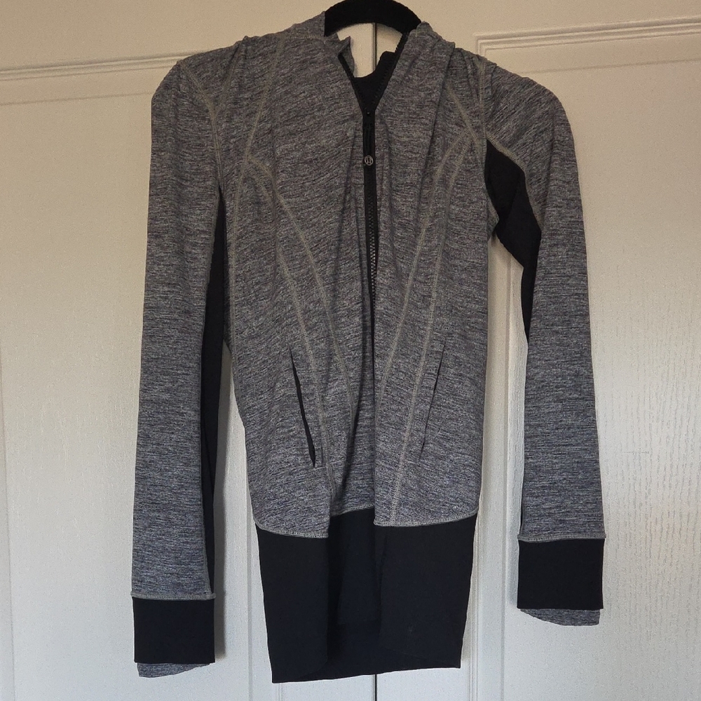 Lululemon Athletica Gray and Black Bomber Jacket